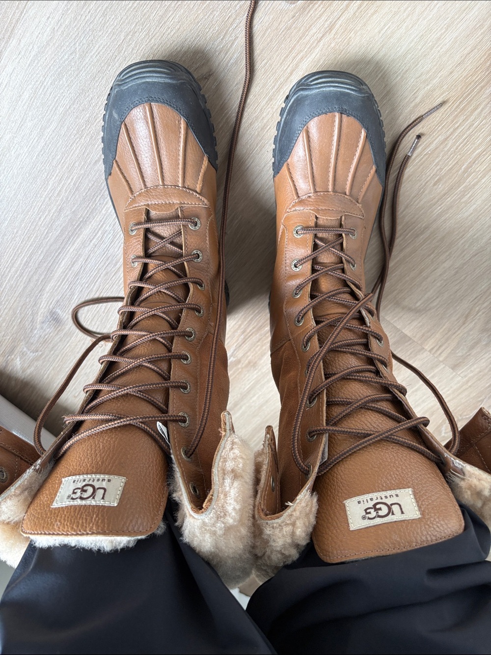 Authentic UGG Adirondack III Tall Boots with durable Vibram outsole for grip